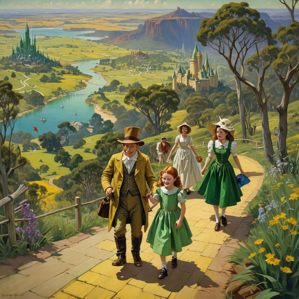 Oz Meets Neverland: A Whimsical Australian Oil Painting
