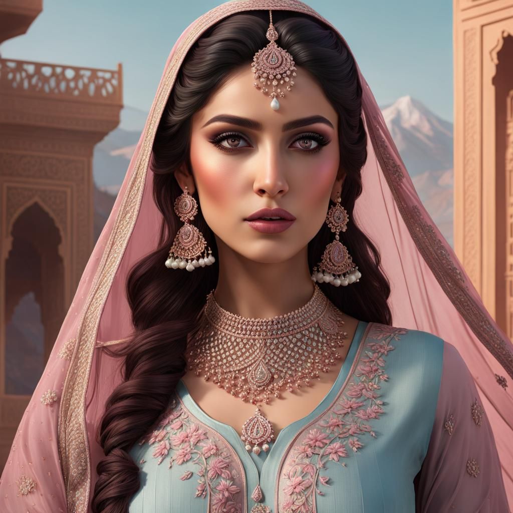 Pakistani Woman Portrait with Ethereal Lighting, Hyperdetail...