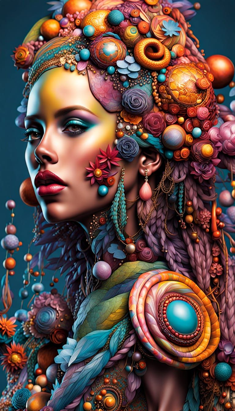 AI Growth: Hyperrealistic Data Display in Maximalist Style