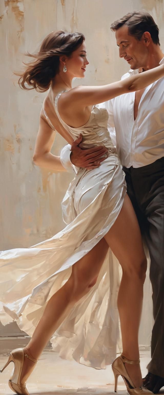 Elegant Dance in Photographic Painting Style