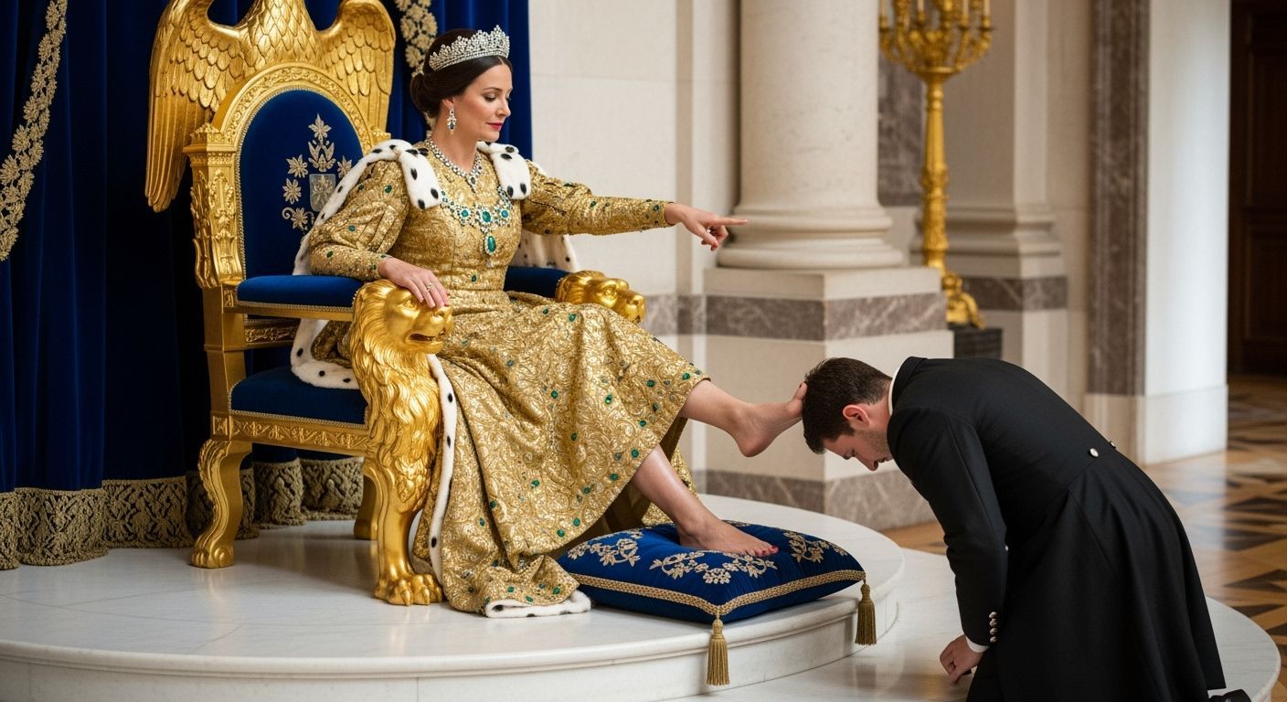 Regal French Empress on Gold Eagle Throne