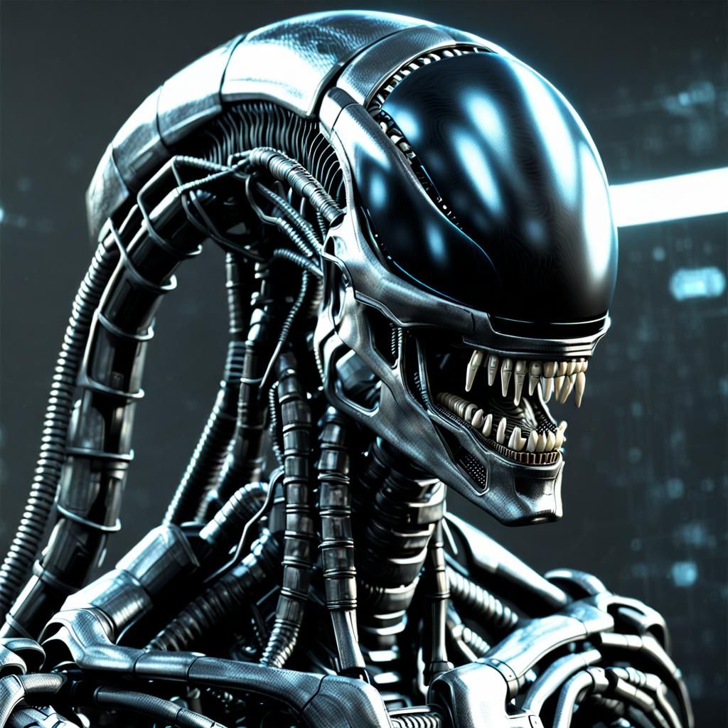 Cybernetic Xenomorph: Futuristic Horror Android