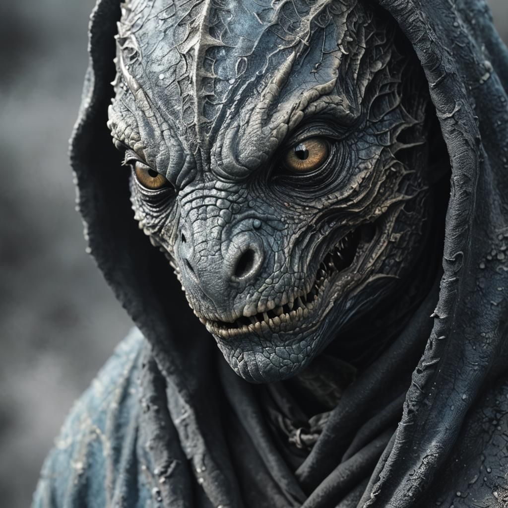 Undead Lizard Creature in Lord of the Rings Style