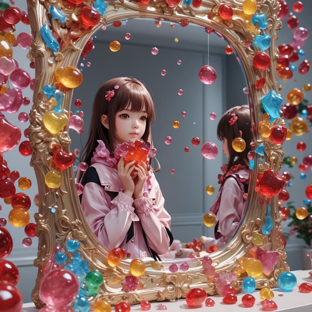 Detailed 3D Anime Gummy Mirror Concept Art
