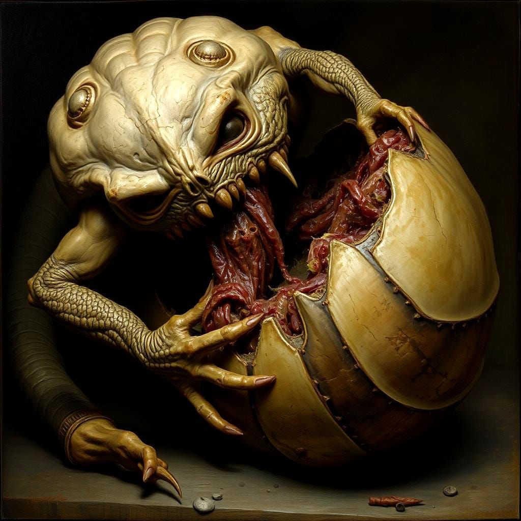 Gourd Monster Devouring Fruit: Classical Painting