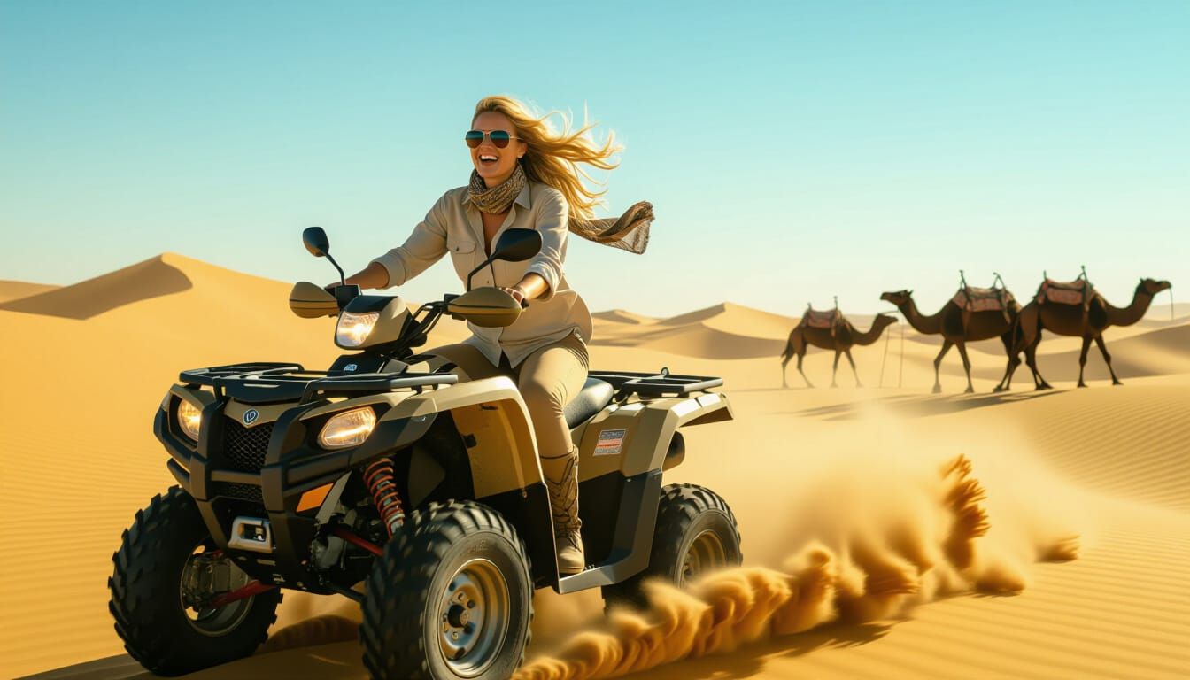 Sahara Desert Quad Adventure in National Geographic Style