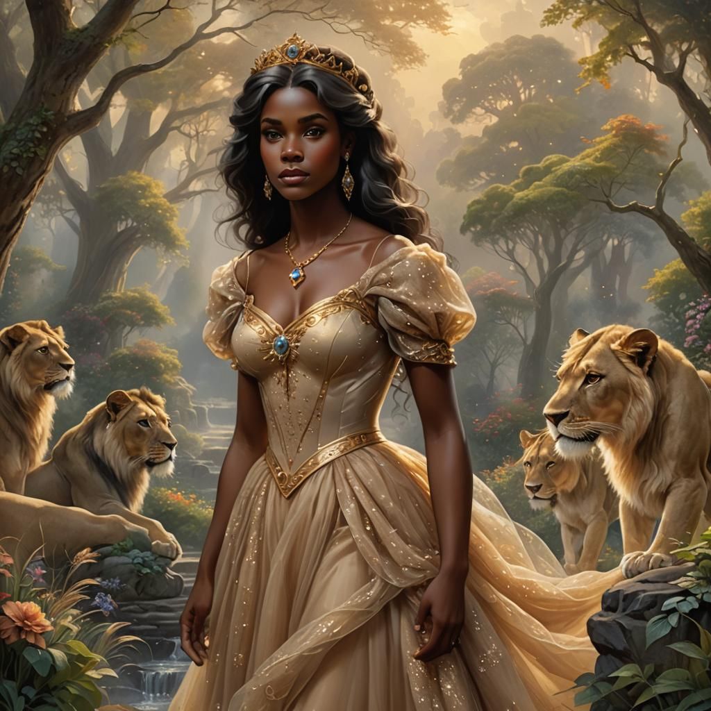 Ethereal Princess of Lions Fantasy Art