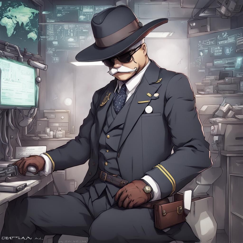 Cybernetic Teddy Roosevelt in Anime Style