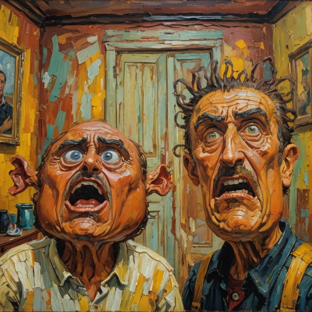 Arguing Figures: Neo-Impressionist Oil Painting