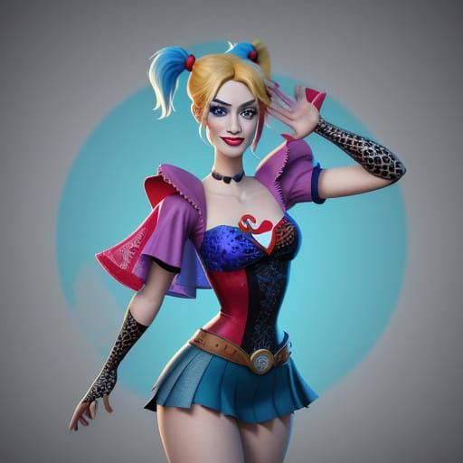 Harley Quinn as Disney Princess in Pixar Style