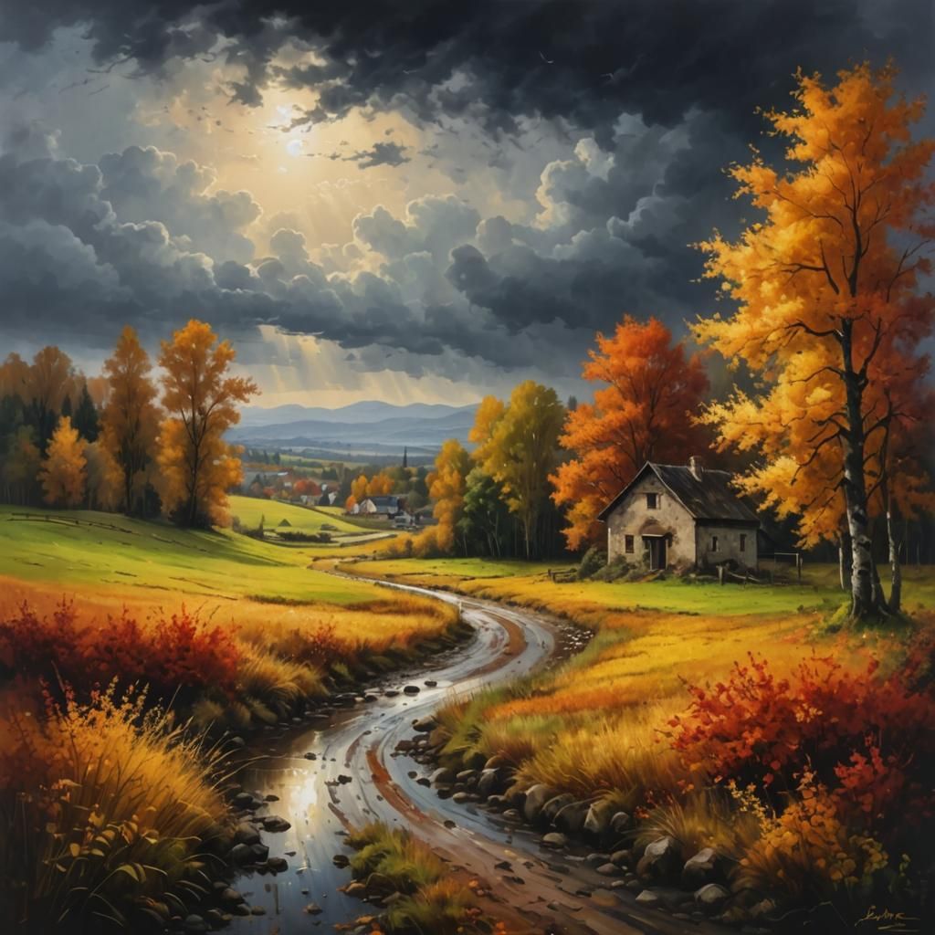Autumn Countryside Landscape: Photorealistic Masterpiece