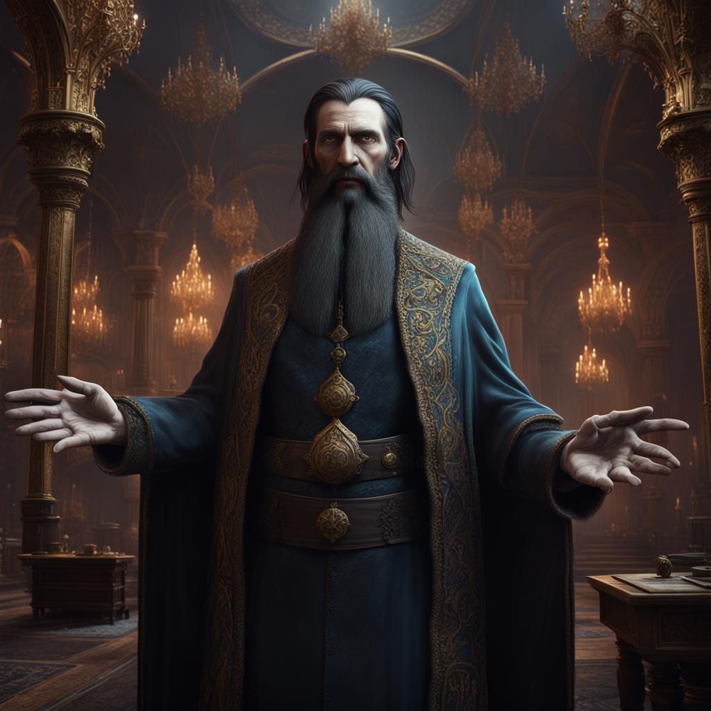 Fantastical Matte Painting of Rasputin in Deep Color