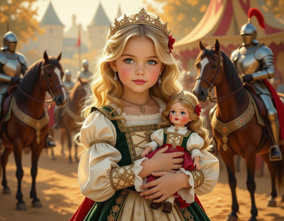 Girl at Medieval Fair in Romantic Realism Style