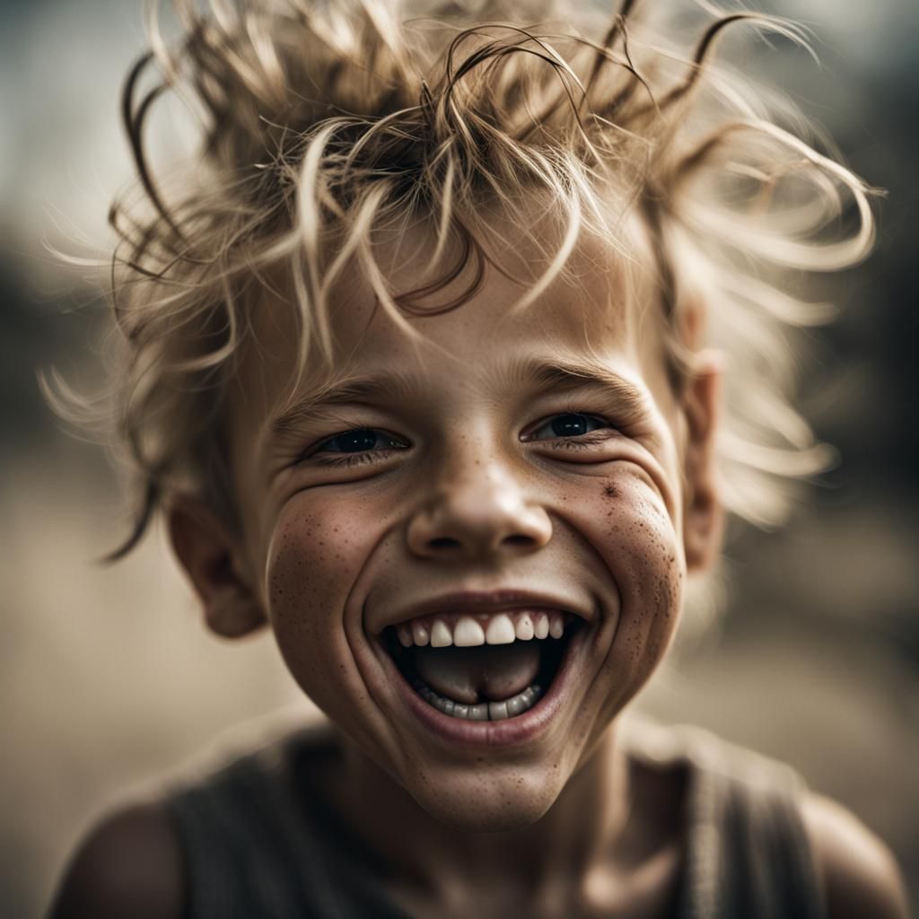a big smile from a happy boy. (challenge)