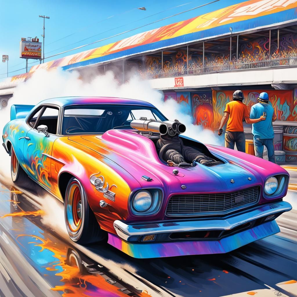 Daytona Drag Racing with Graffiti Art Style