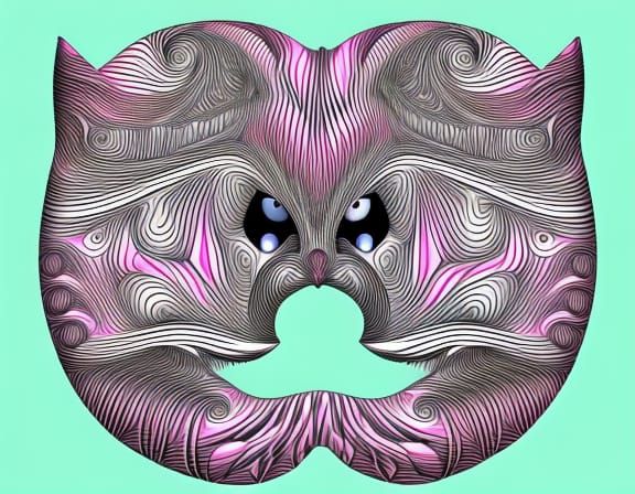 Cheshire cat abstract vector fractal, wave function, Zentangle, 3d shading