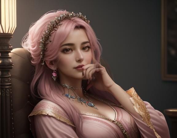 Pink Fortune Teller Concept Art in Western Style