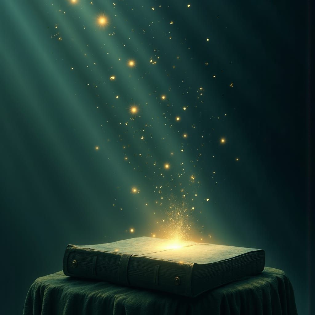 Glowing Journal in Surreal Dark Oil Painting Style