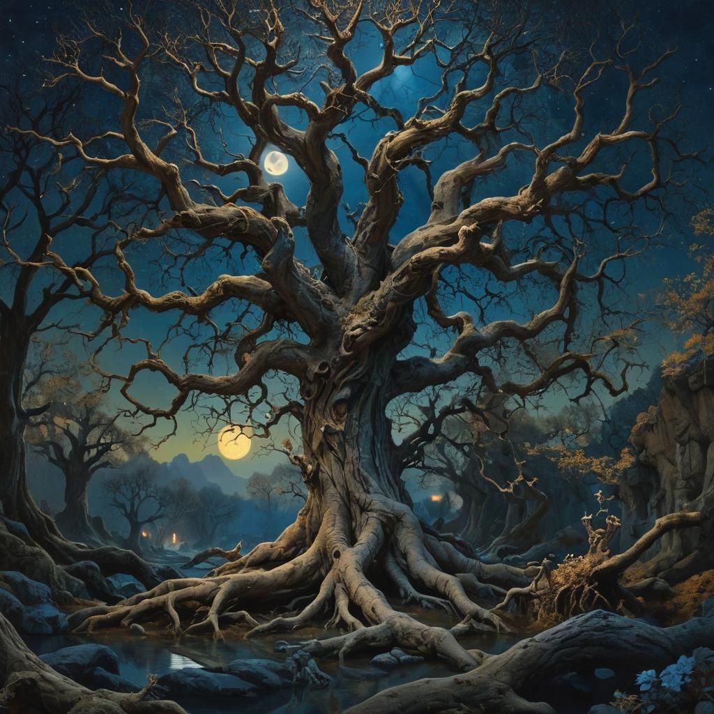 Surreal Underworld Dreamscape in Neoclassical Style