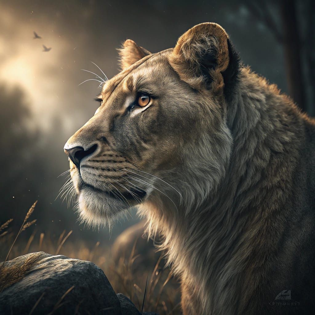 Lioness in Hyperrealistic HDR