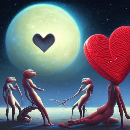 Moon Transformed into Valentine's Card, Pop Art