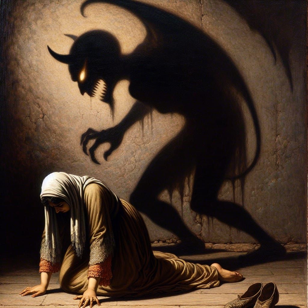 Oppressed: Middle-Eastern Woman's Burden in Ominous Shadow