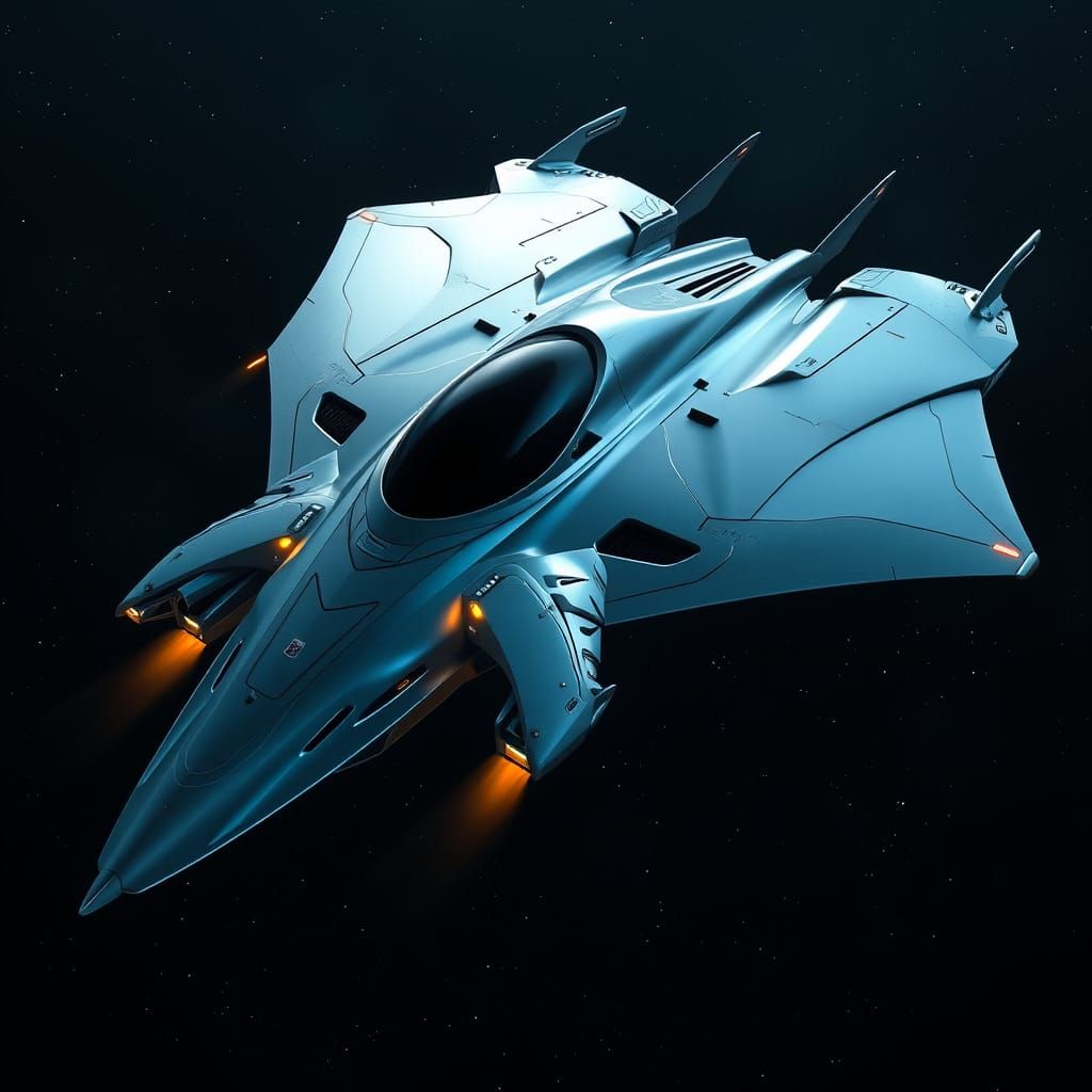 Futuristic Aircraft Concept in Neon-Lit, High-Tech Style