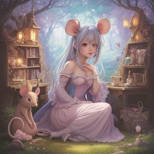 Enchanted Forest Scene in Japanese Anime Style