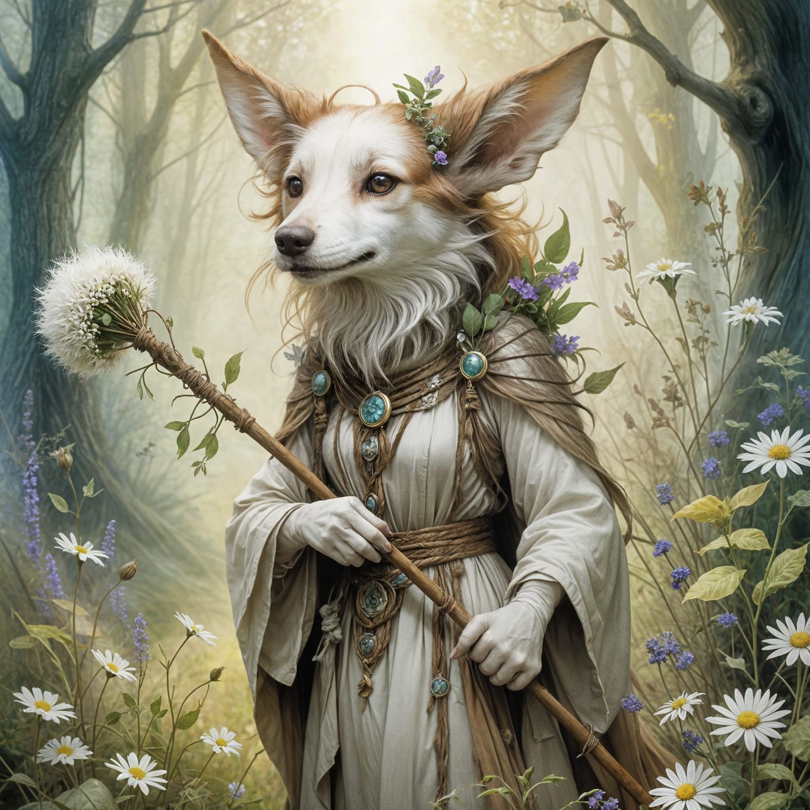 Playful Dogfolk Druid Guardian of Nature
