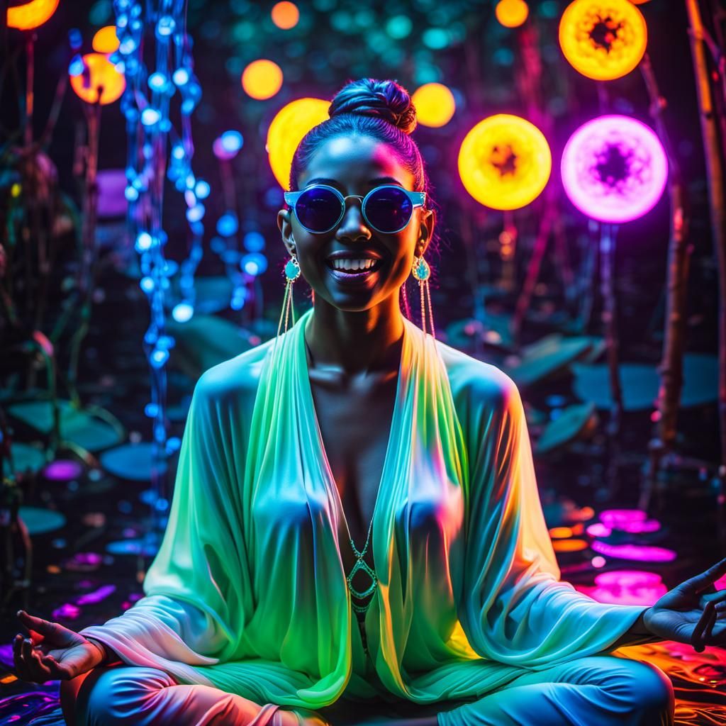 Meditating Figure in Cosmic Psychedelic Art