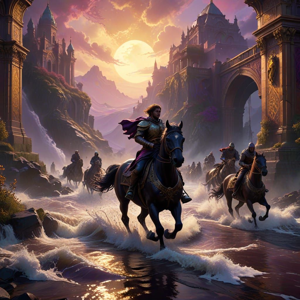 Road Transforms into Turbulent River with Shadow Horses and ...