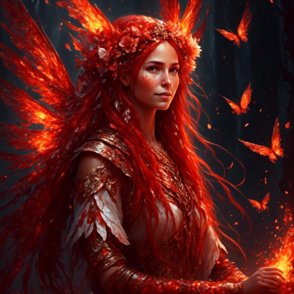 Serbian Fairy Ravijojla with Fiery Wings