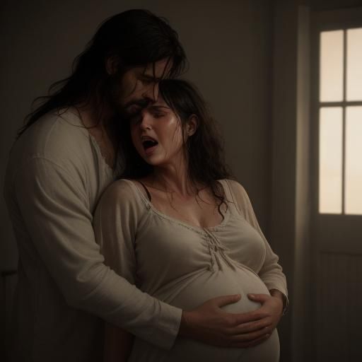 Emotional Image of Pregnant Person Comforted by Partner