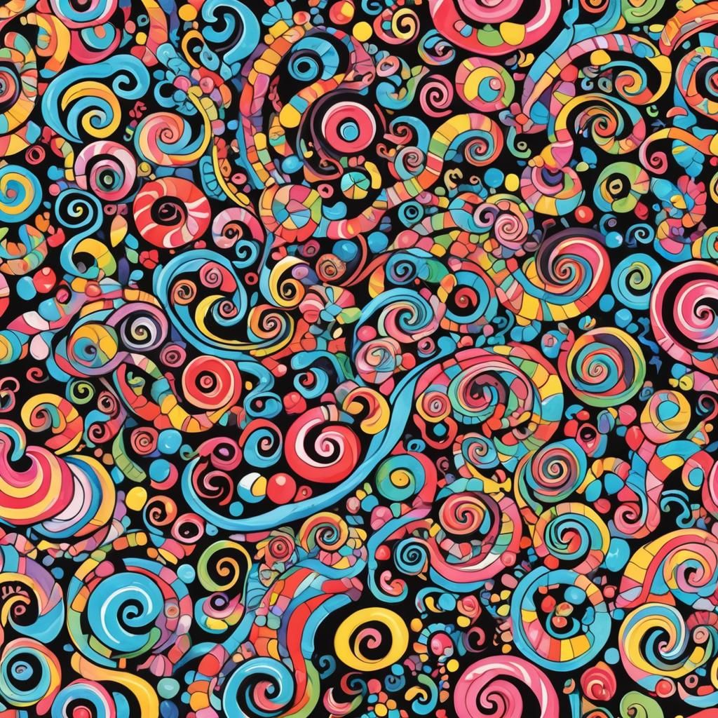 Vibrant Candyland Wonderland in Gouache Style