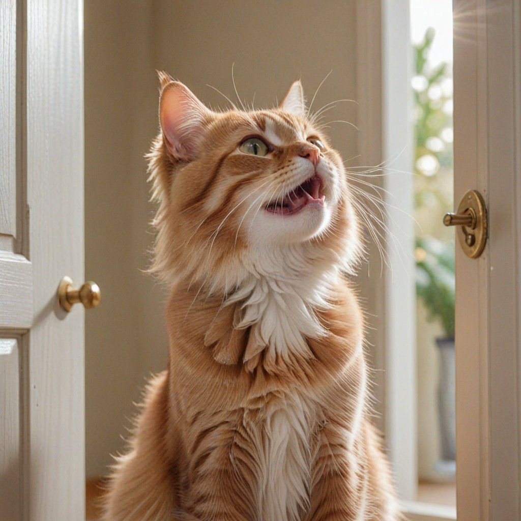 Whimsical Indoor Cat Portrait in Soft Pastel Hues