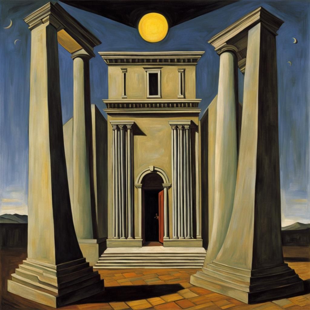De Chirico Inspired Metaphysical Scene