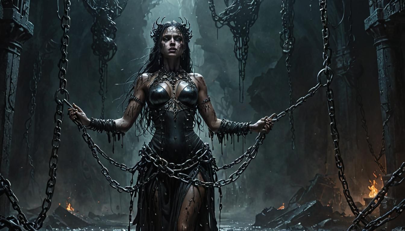 Gothic Goddess of the Abyss in Chains