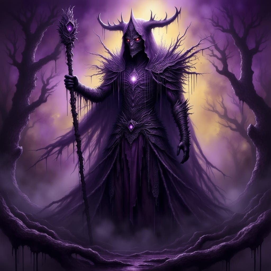 Ethereal Dark Fantasy Portrait in Maximalist Style