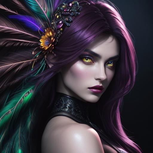 Peacock Beauty: A Cinematic Portrait in Digital Art