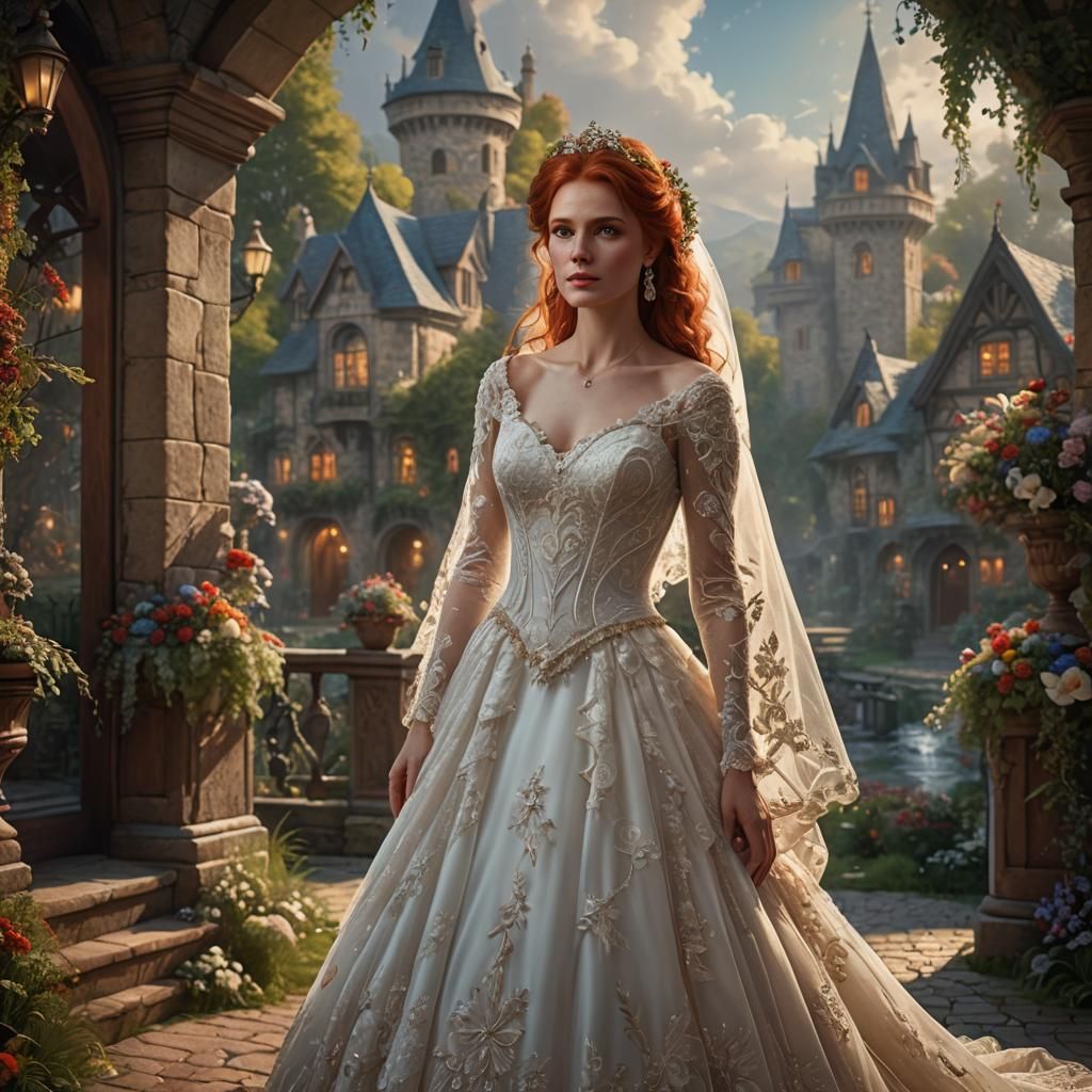 Redhead Bride in Fairytale Style