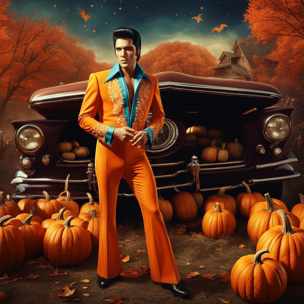 Elvis Presley in 70s Halloween Jumpsuit