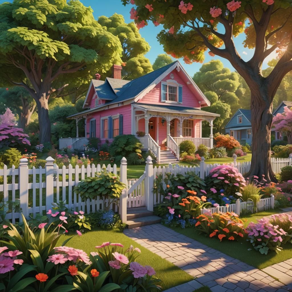 Enchanting 3D Cottage in Lush Garden Setting