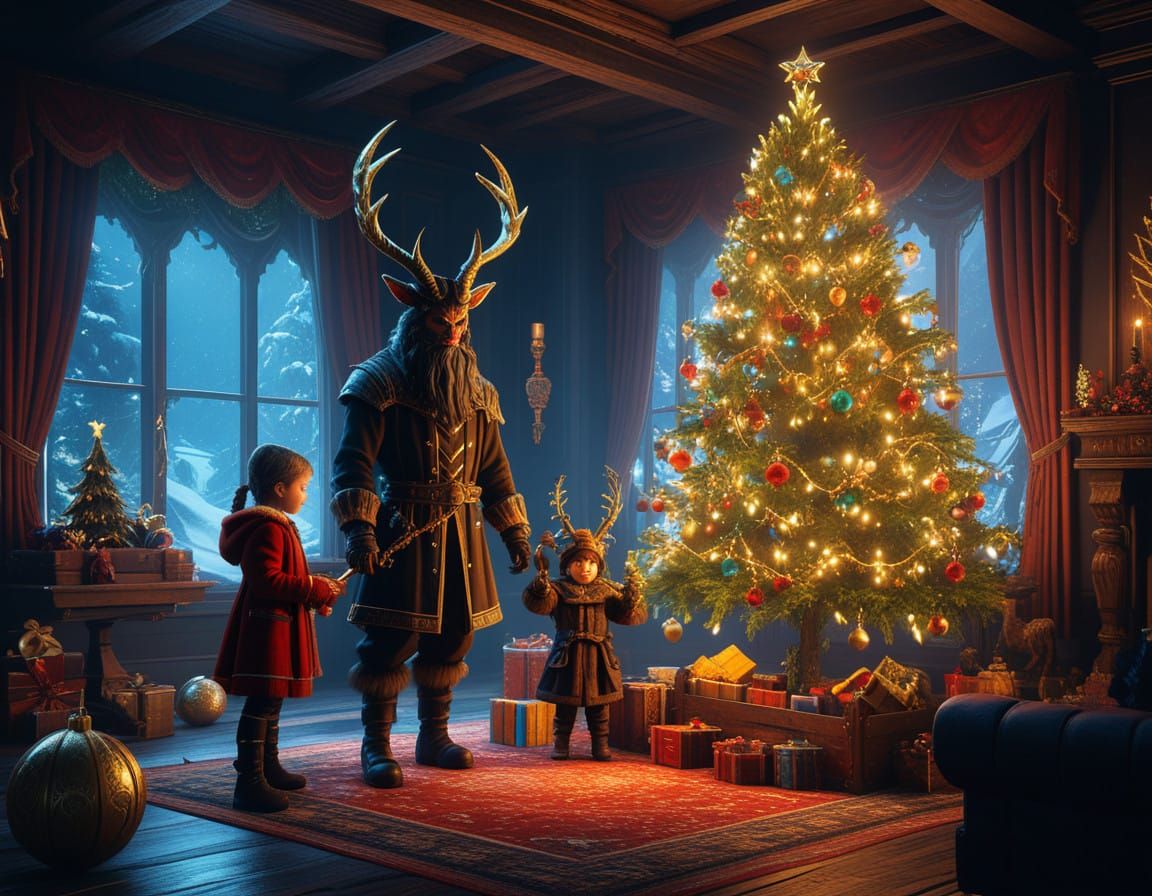 Krampus Watches Over Winter Wonderland