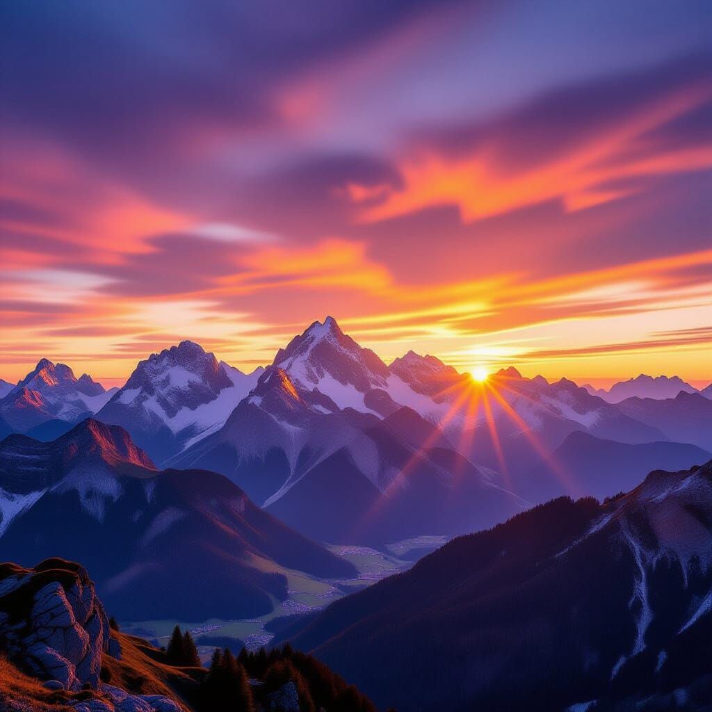 Majestic Austrian Alps at Sunset: Golden Hour Photography