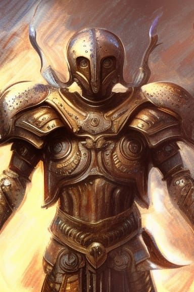 Argonaut King in Greek Hoplite Armor, Expressionist Portrait