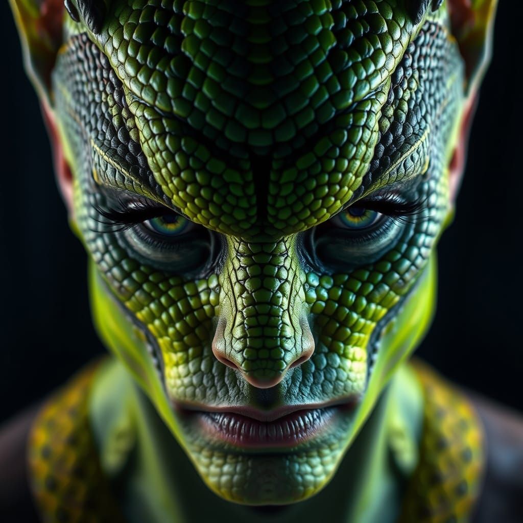 close-up portrait of an individual with an intricate fantasy...