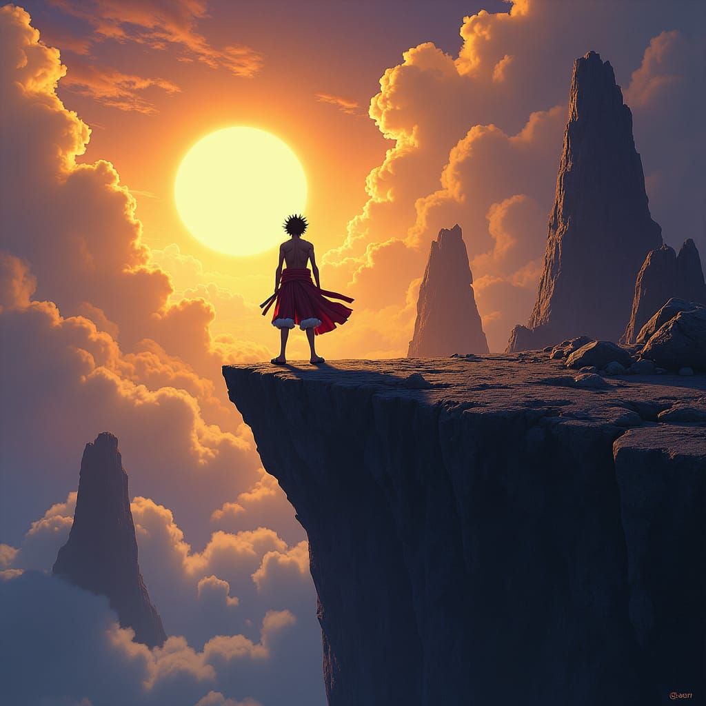 Luffy Gazing into the Void in Dark Fantasy Style