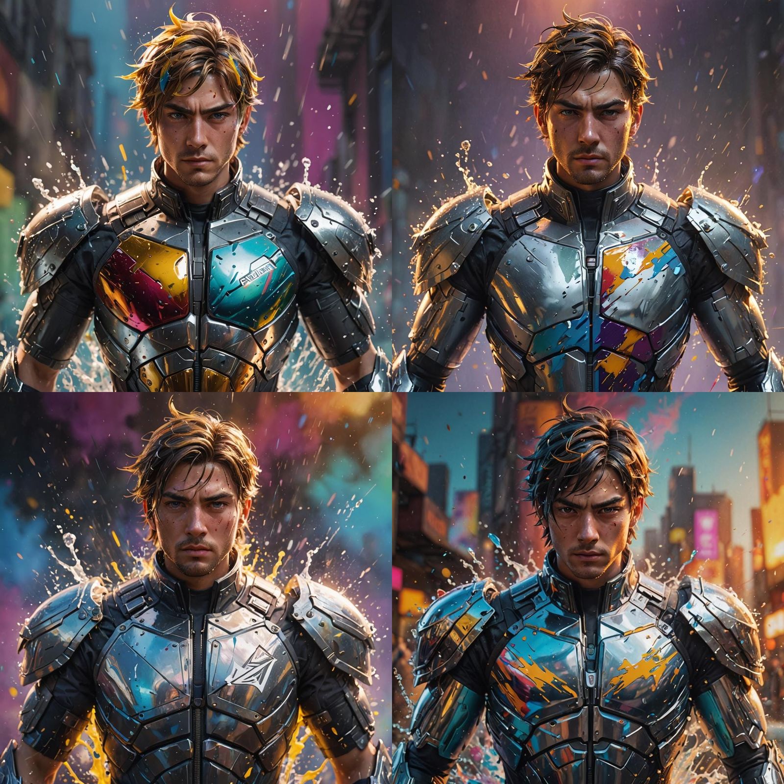 Hyperrealistic Portrait with Colorful Background, Splash Art