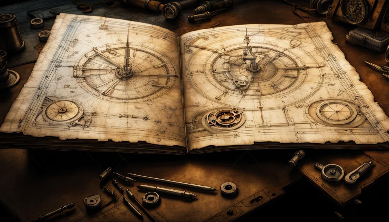 Da Vinci-Style Blueprint for Mechanical Device