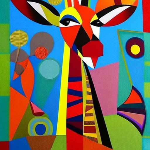Geometric Giraffe in Kandinsky Style, 8K Resolution